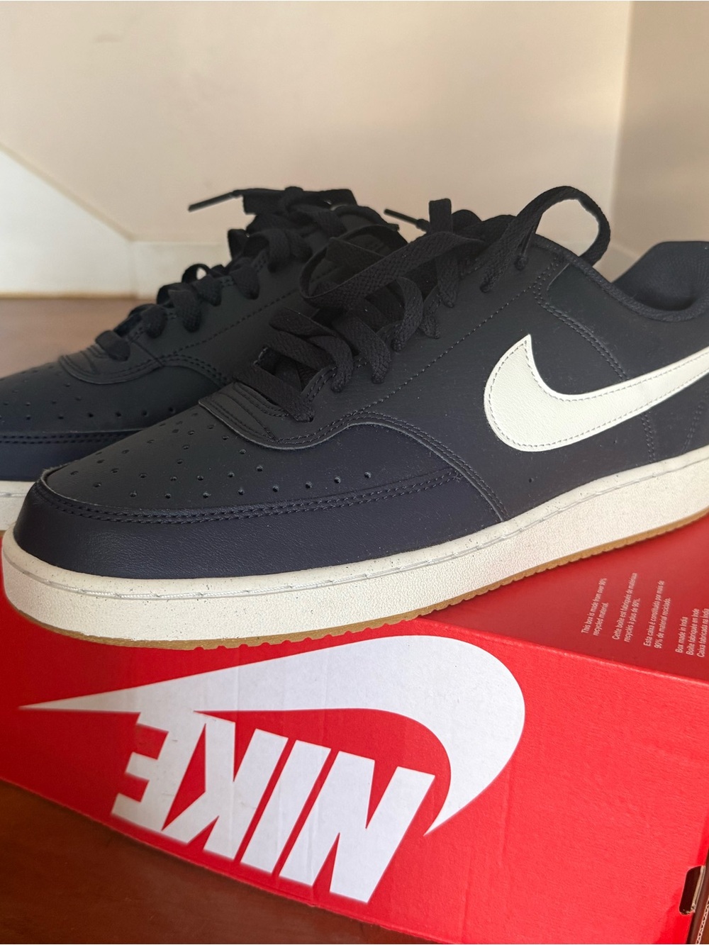 Nike Men's Navy+White Sneakers with White Swoosh
